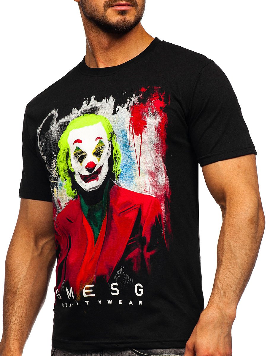 Czarny-t-shirt-meski-z-nadrukiem