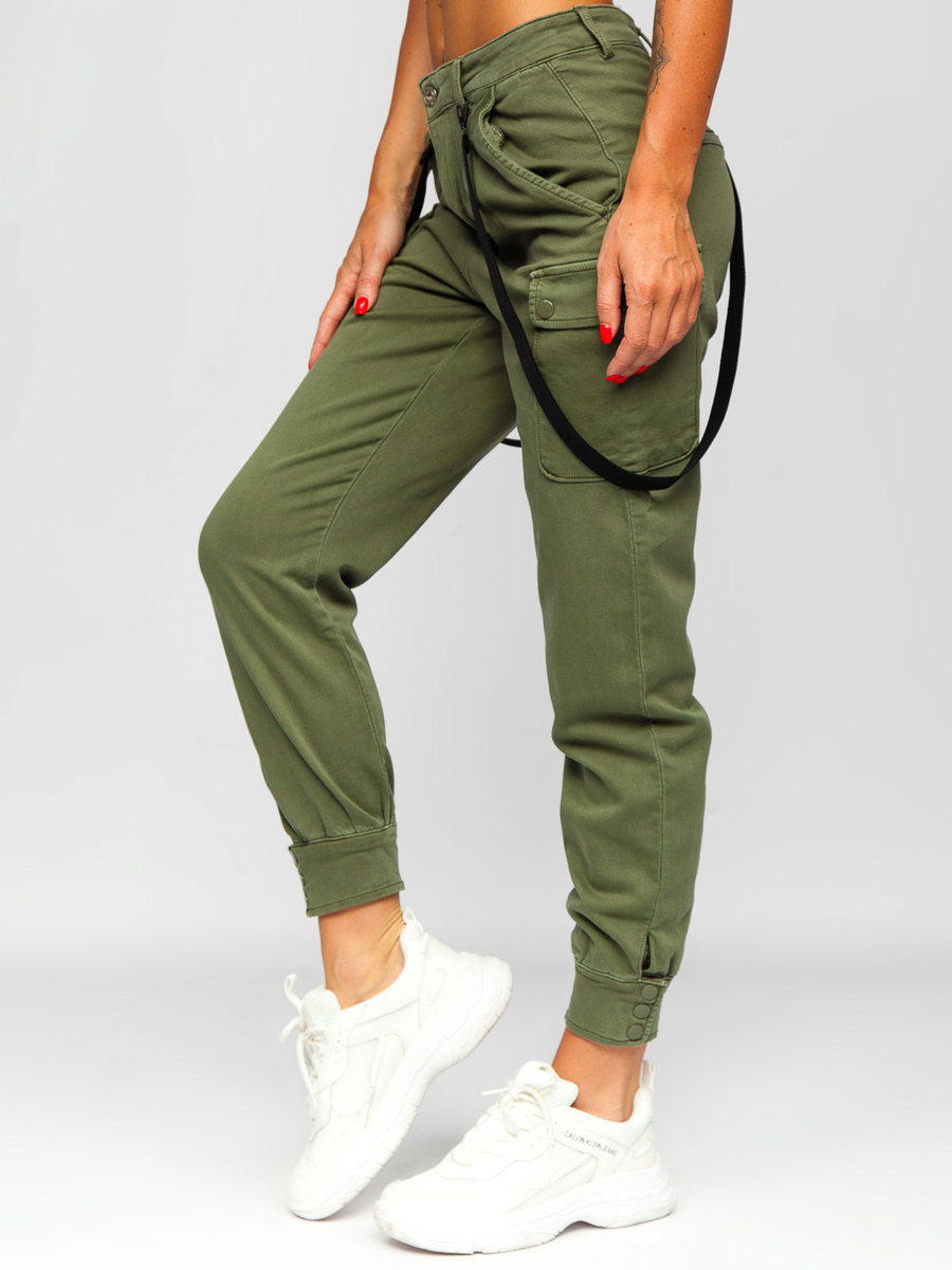 Zielone-bojowki-spodnie-damskie-z-szelkami