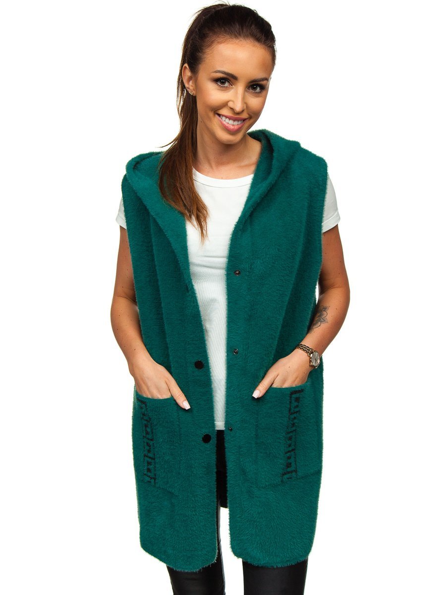 Zielony-kardigan-sweter-damski-bez-rekawow