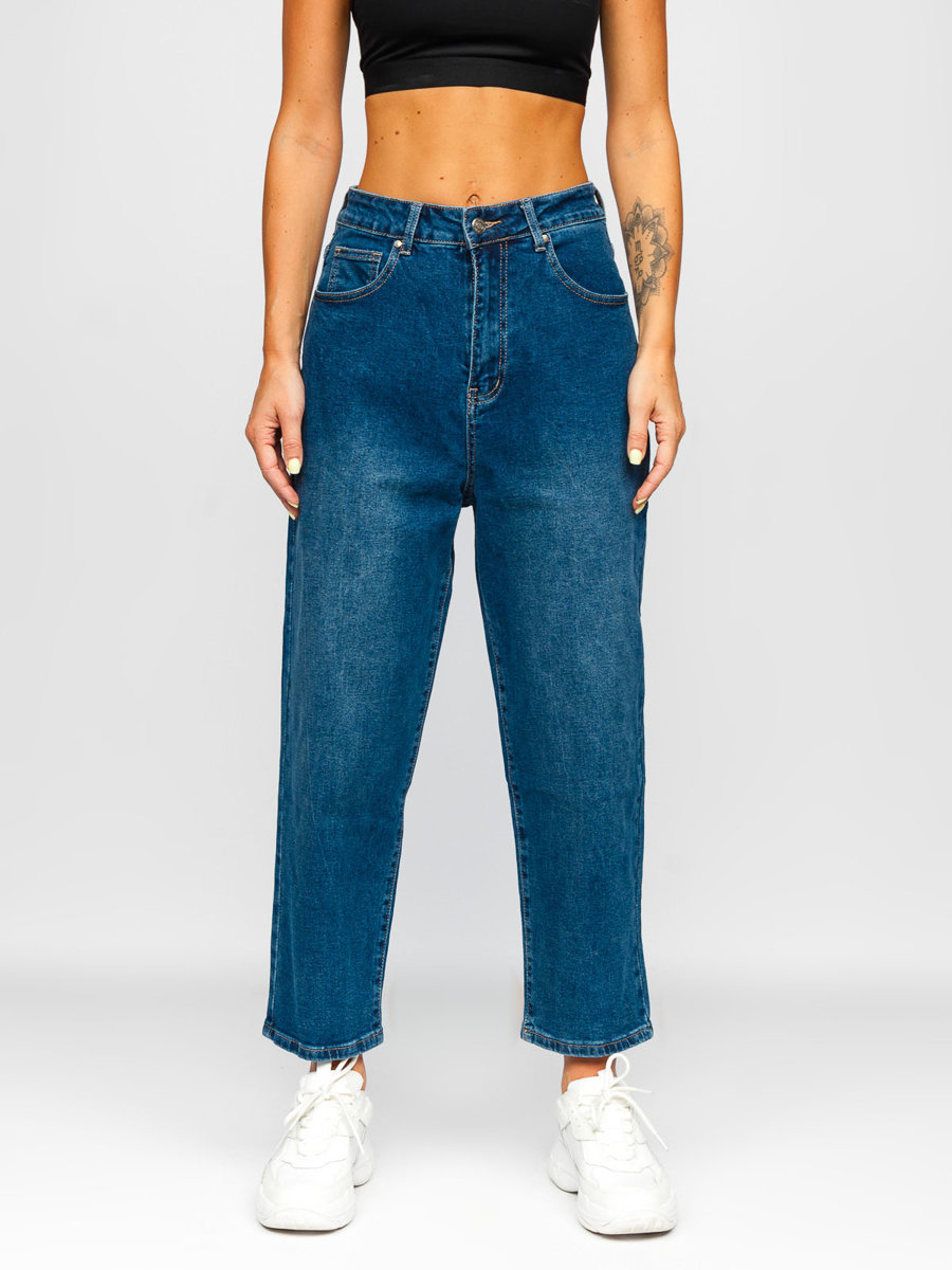 Granatowe-spodnie-jeansowe-damskie-slouchy-Denley