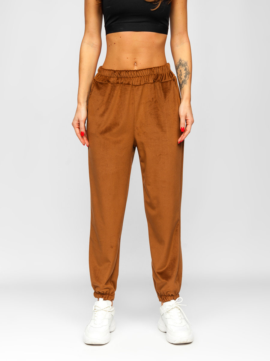 Brazowe-welurowe-spodnie-dresowe-damskie-Denley