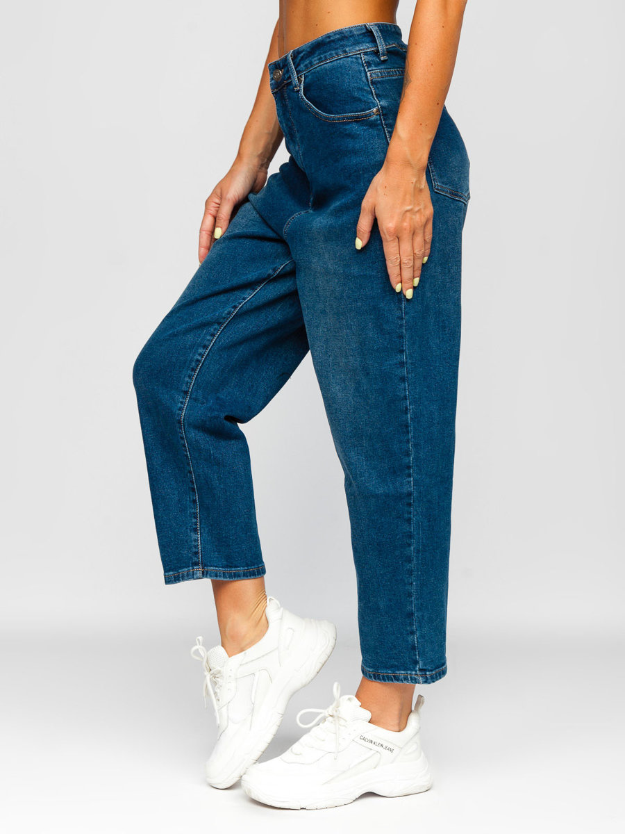 Granatowe-spodnie-jeansowe-damskie-slouchy-Denley