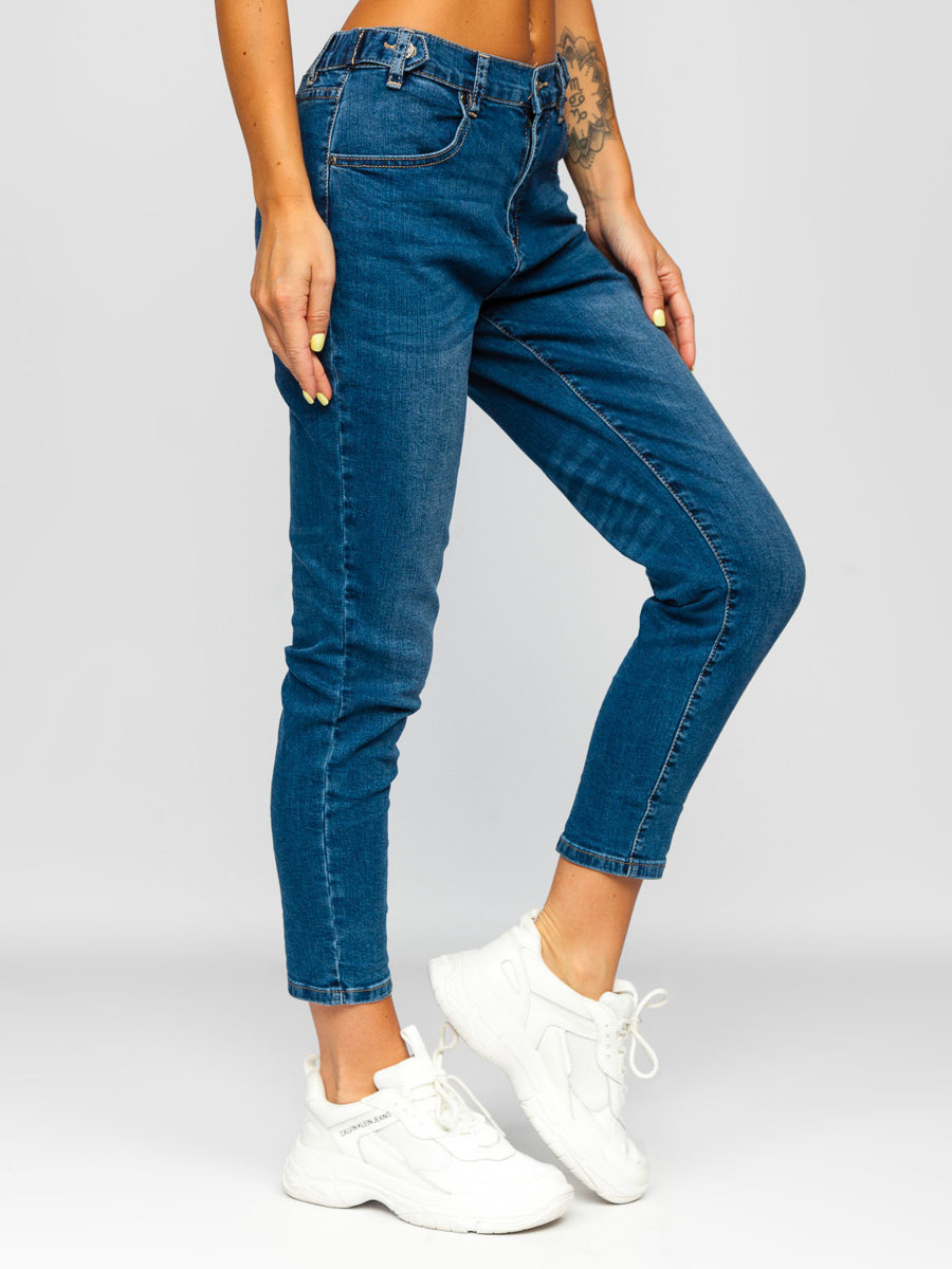 Granatowe-spodnie-jeansowe-damskie-Denley