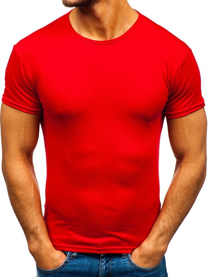 T-shirt-meski-bez-nadruku-czerwony-Denley