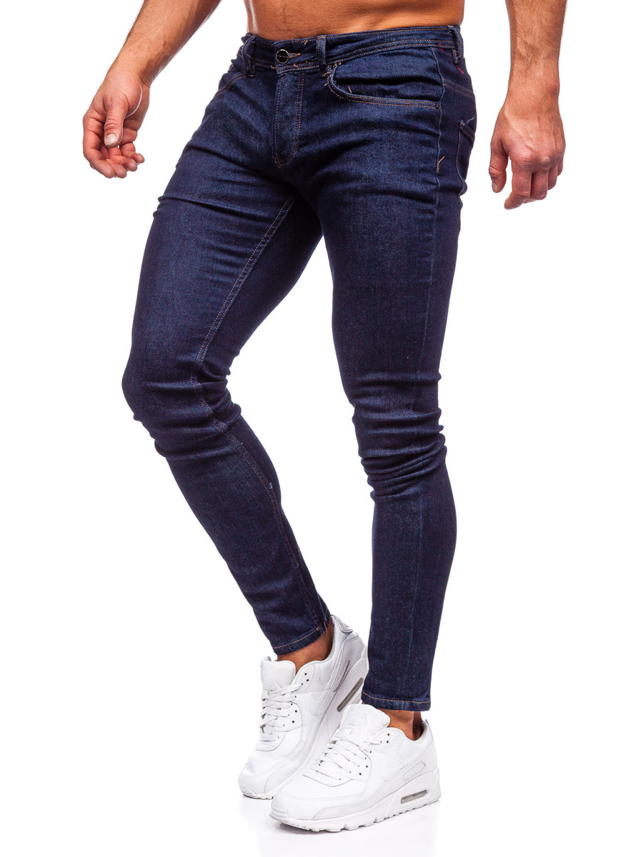 Granatowe-spodnie-jeansowe-meskie-slim-fit-Denley