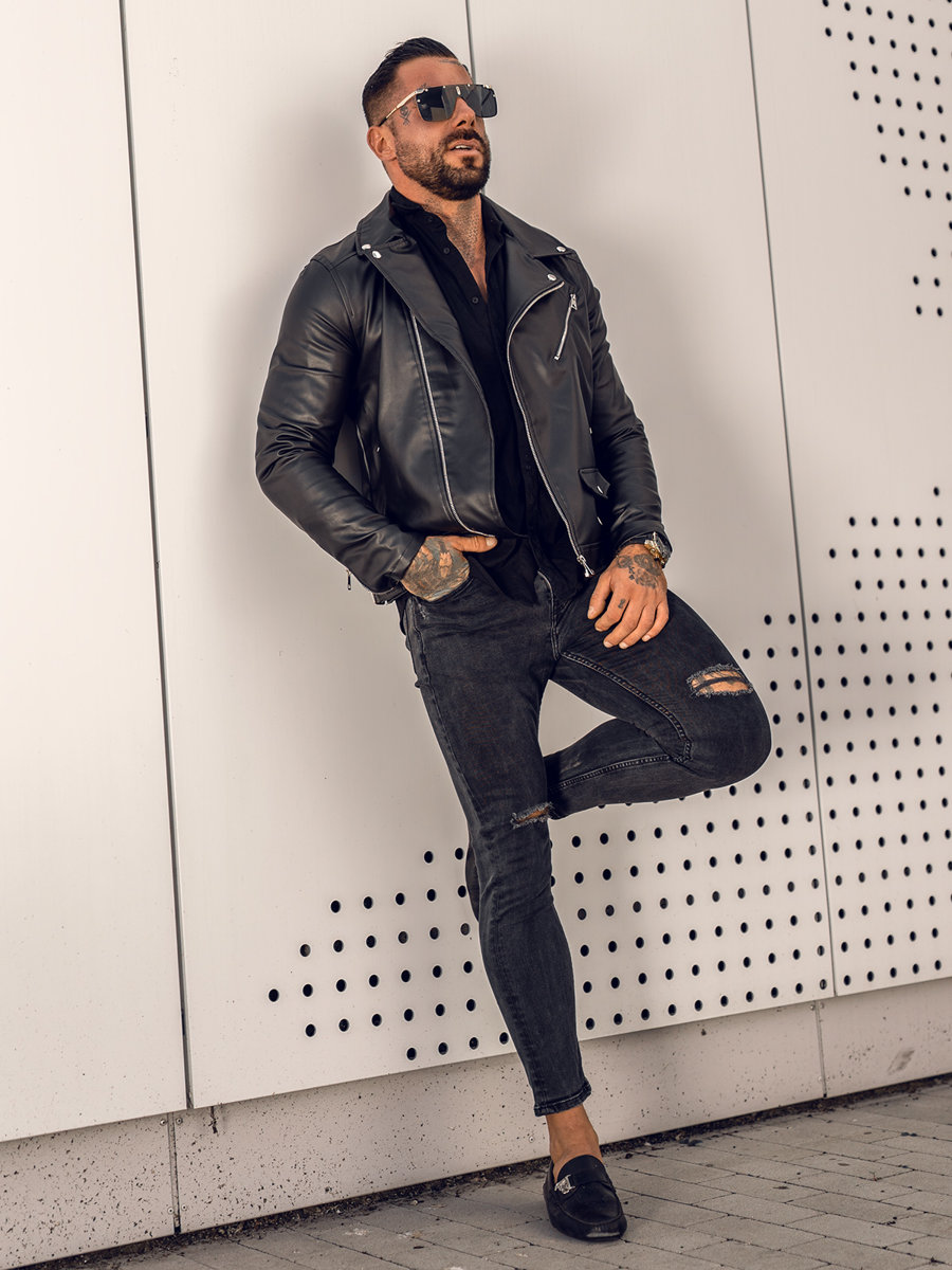 Czarna-ramoneska-kurtka-skorzana-meska-Denley