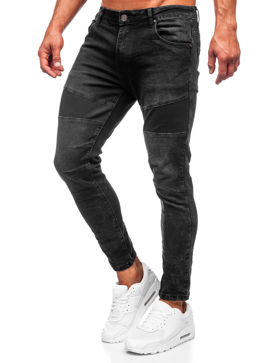 Czarne-spodnie-jeansowe-meskie-slim-fit-Denley