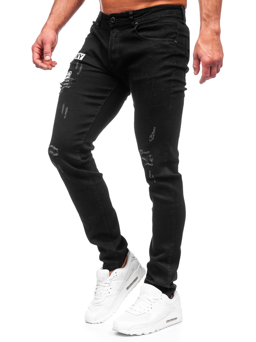 Czarne-spodnie-jeansowe-meskie-slim-fit-Denley