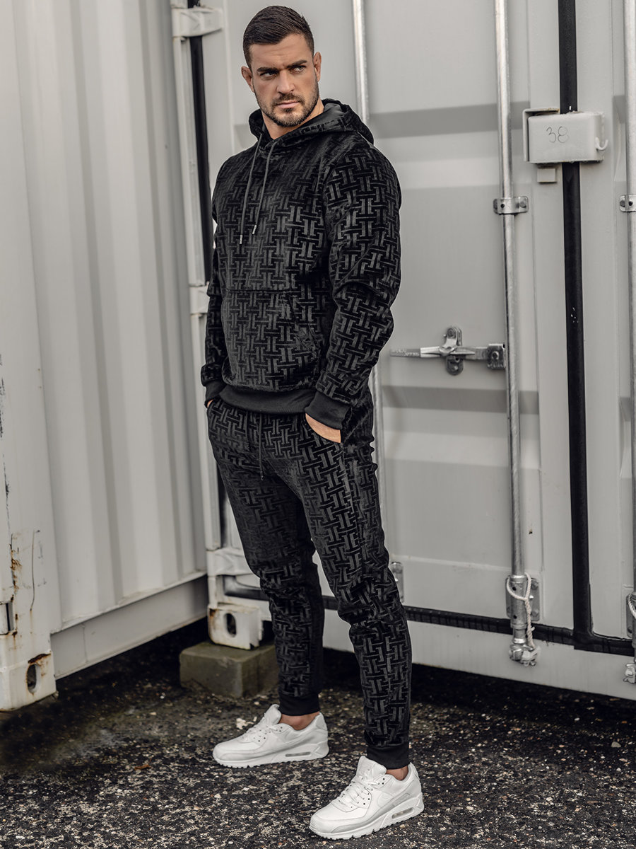 Czarny-welurowy-dres-meski-z-kapturem-Denley