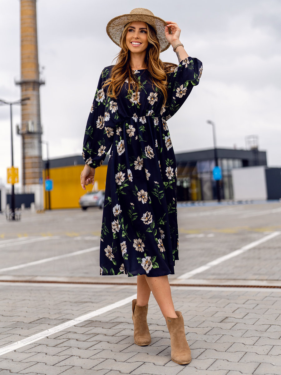 Czarno-bezowa-dluga-sukienka-damska-w-kwiaty-Denley