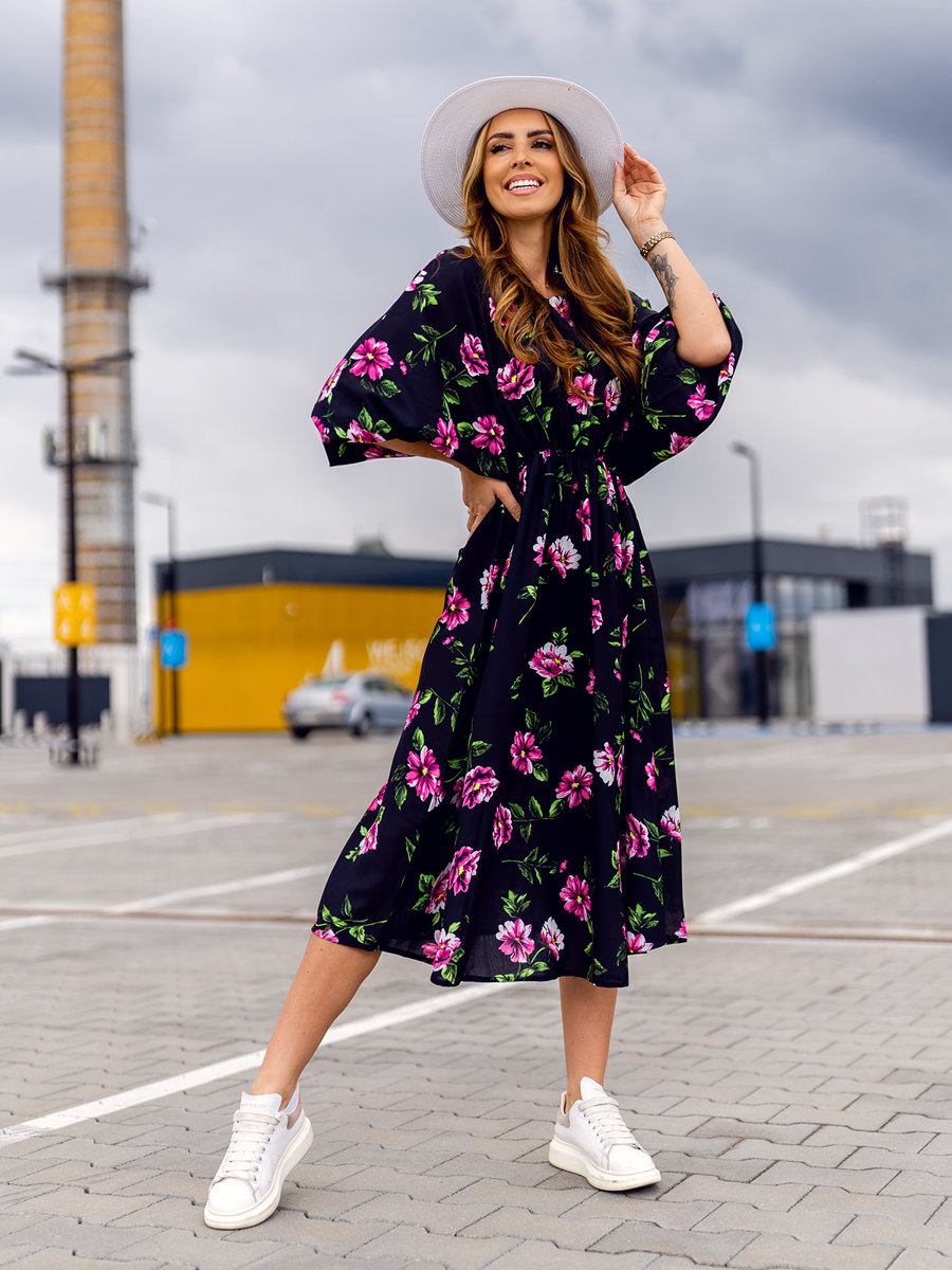 Czarno-rozowa-dluga-sukienka-damska-w-kwiaty-Denley
