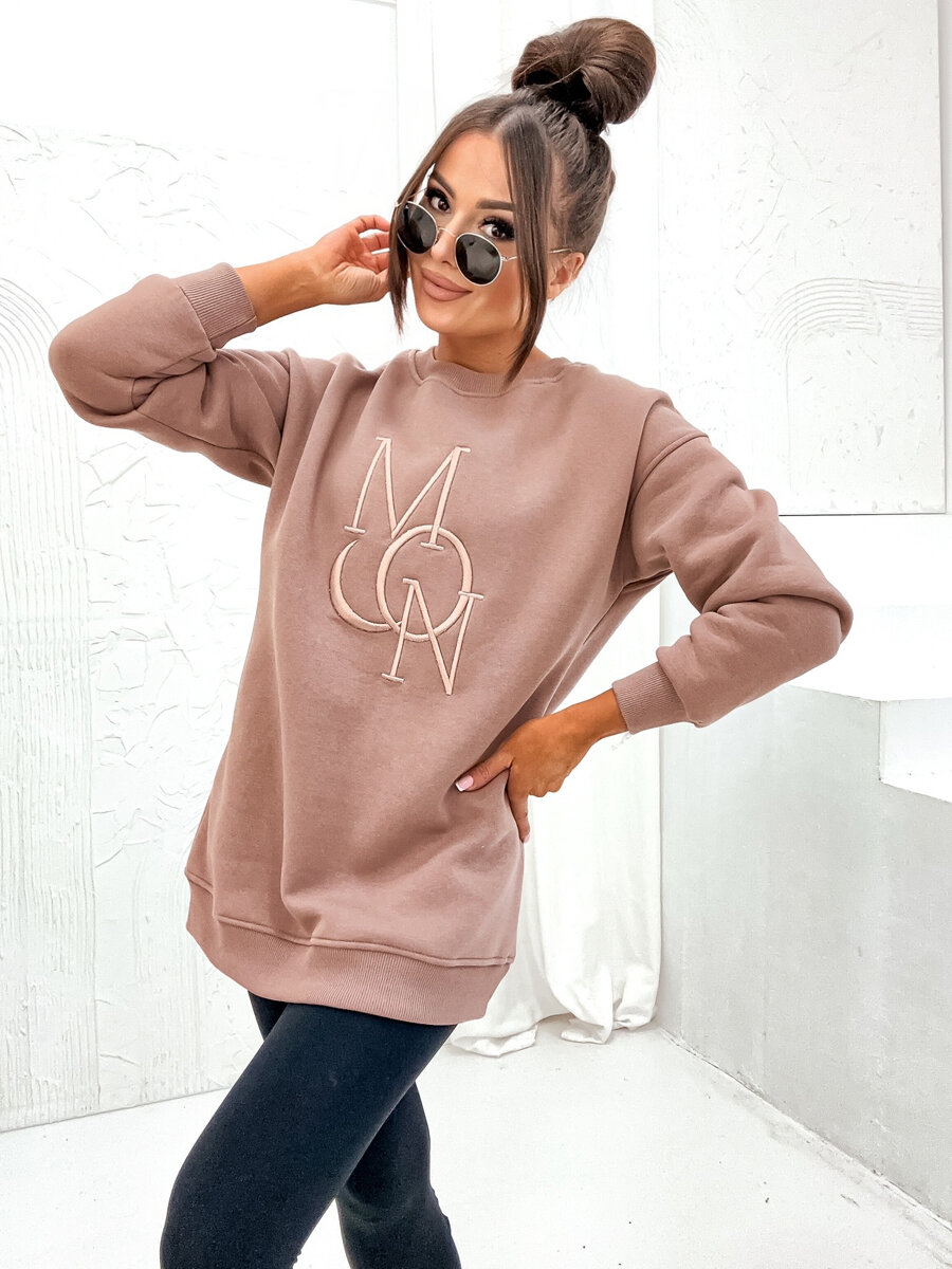 Cappuccino-ocieplana-bluza-damska-bez-kaptura-z-nadrukiem-Denley