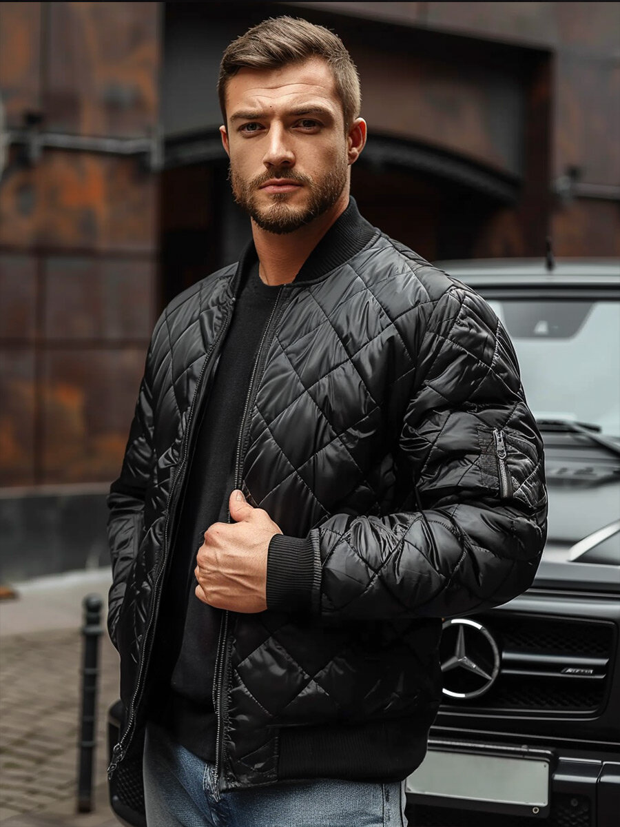 Czarna-przejsciowa-kurtka-meska-pikowana-bomberka-Denley