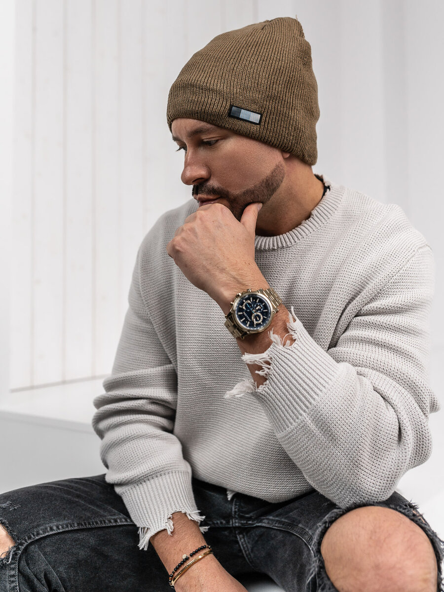 Brazowa-ocieplana-czapka-meska-zimowa-Denley