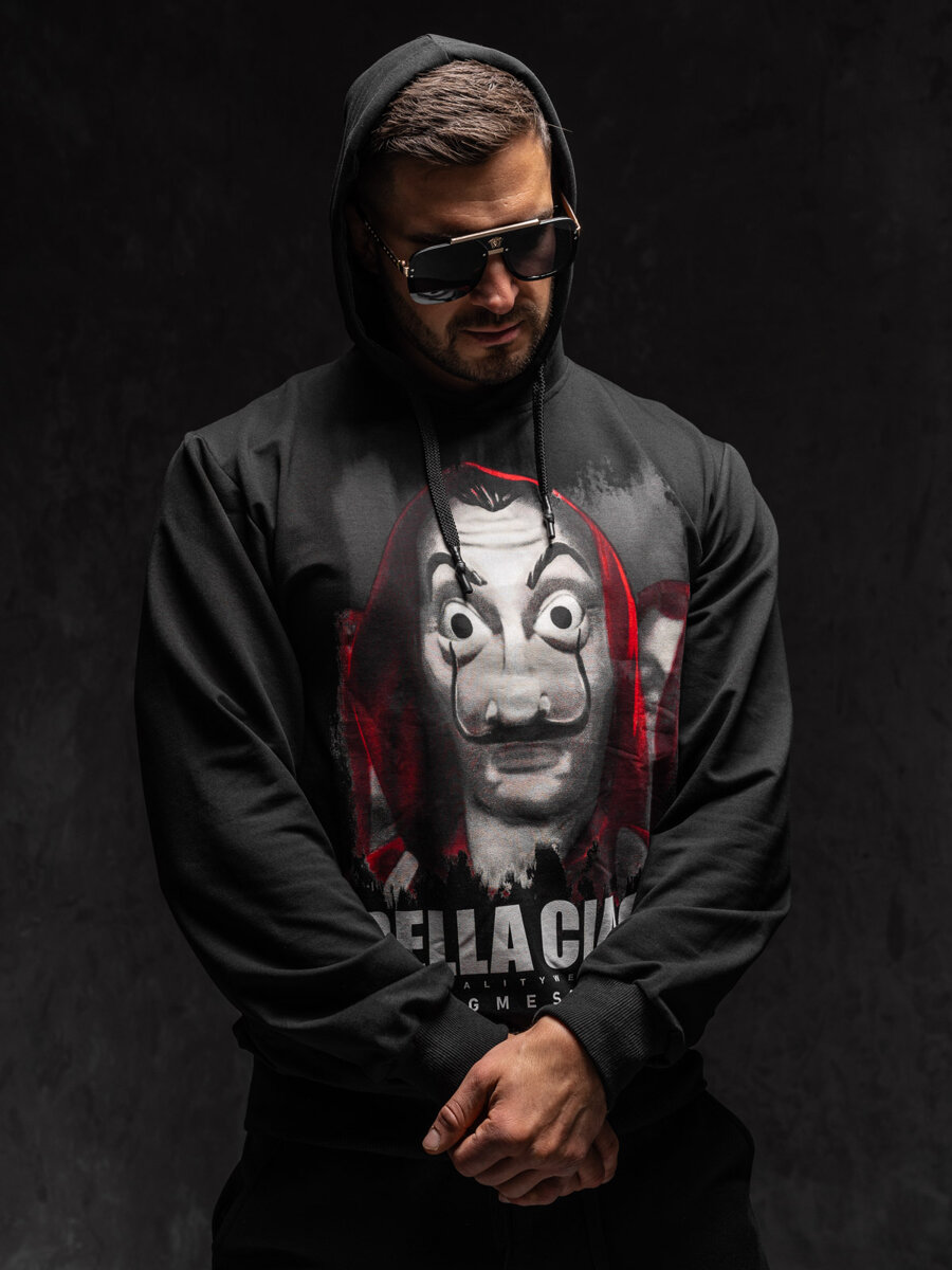 Czarna-z-nadrukiem-bluza-meska-z-kapturem-Denley