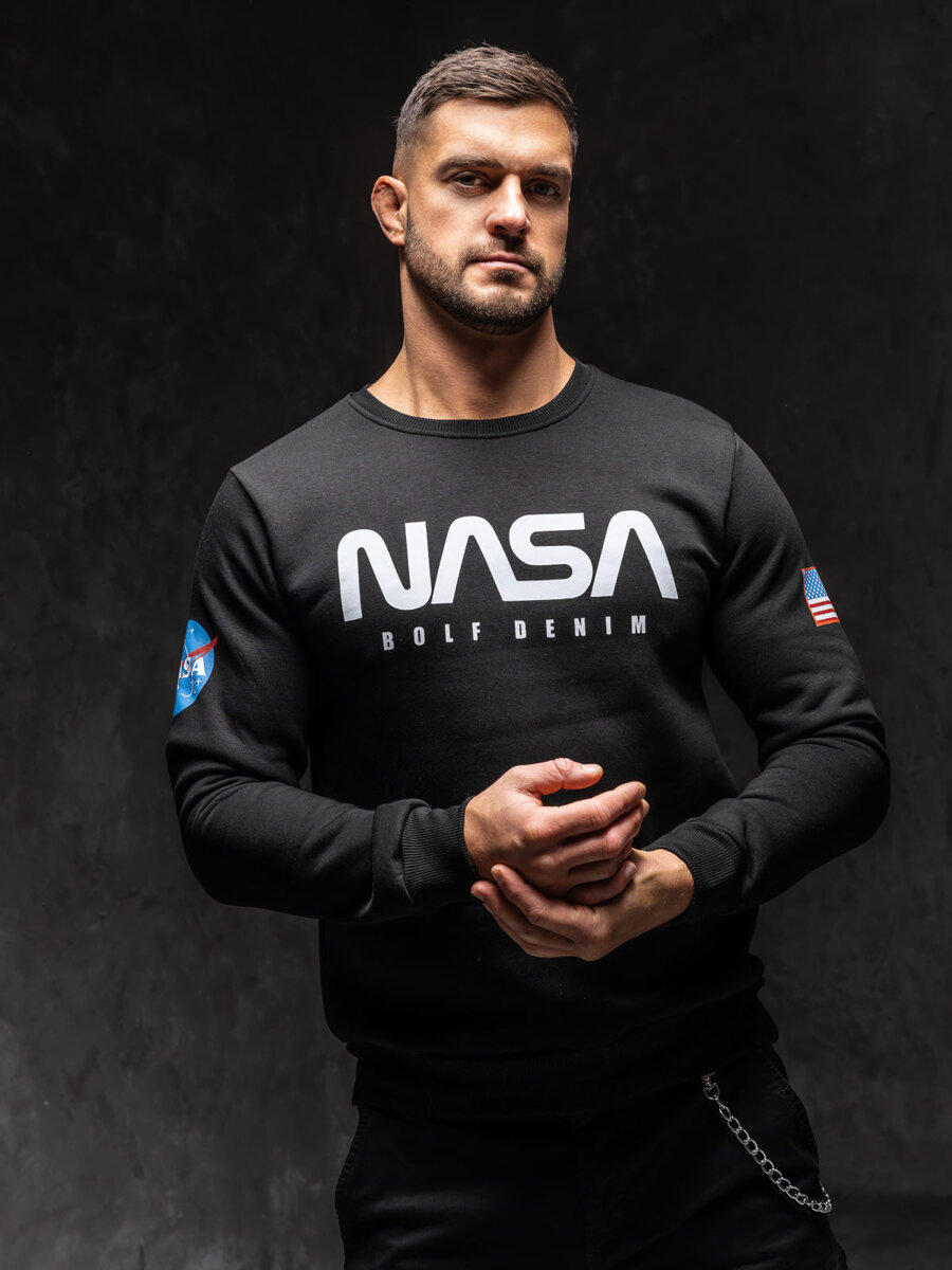 Czarna-bluza-meska-z-nadrukiem-bez-kaptura-Bolf