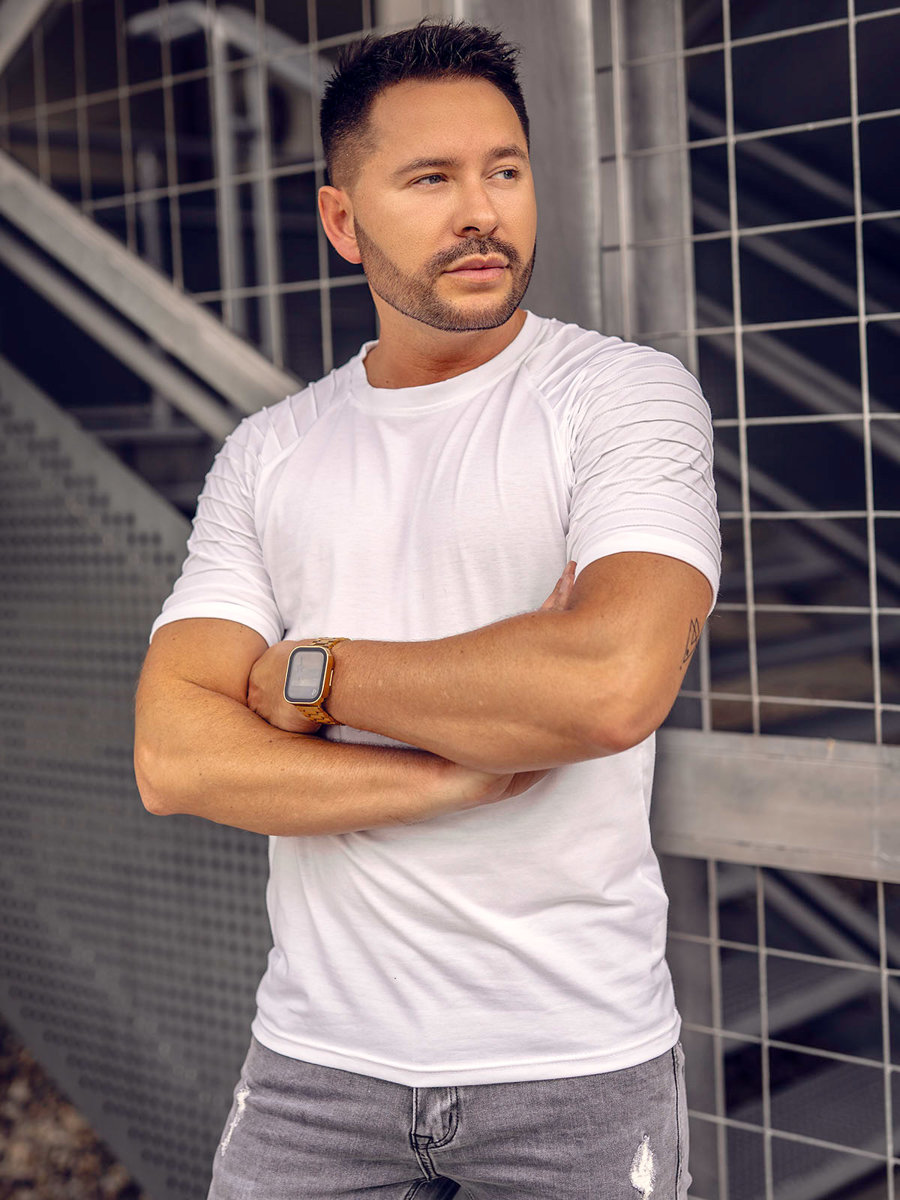 Bialy-bez-nadruku-t-shirt-meski-Denley