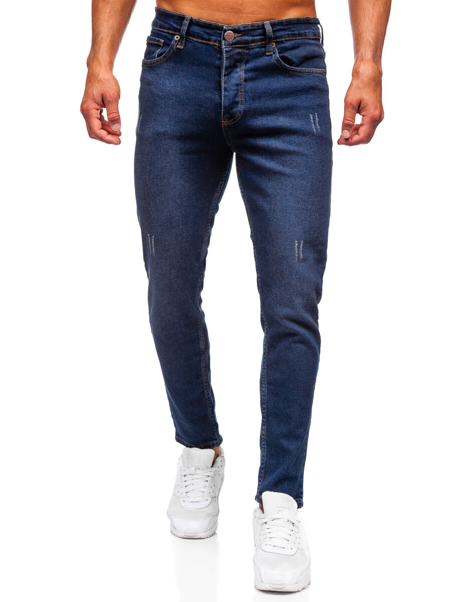Granatowe-spodnie-jeansowe-meskie-slim-fit-Denley