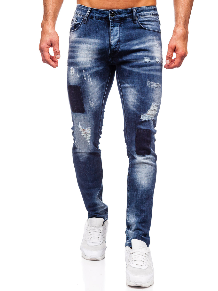 Granatowe-spodnie-jeansowe-meskie-slim-fit-Denley