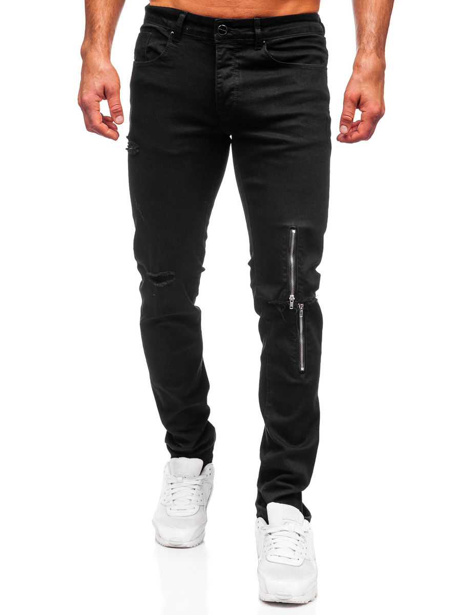 Czarne-spodnie-jeansowe-meskie-slim-fit-Denley