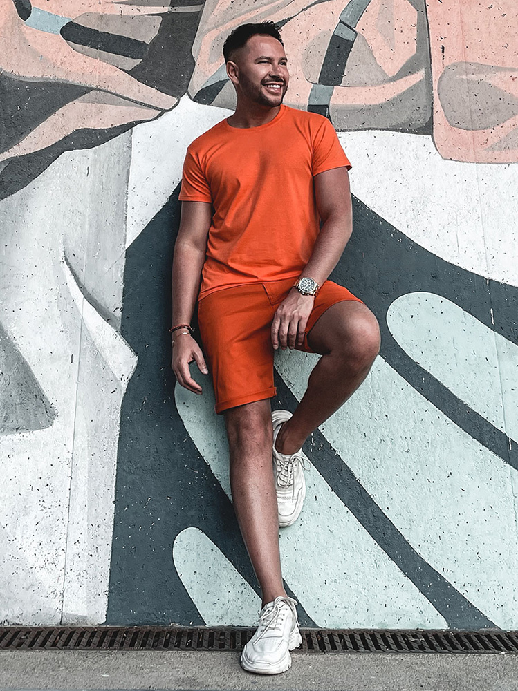 T-shirt-meski-bez-nadruku-pomaranczowy-Denley