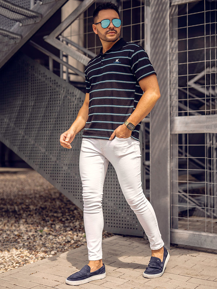 Czarna-koszulka-polo-meska-w-paski-Denley