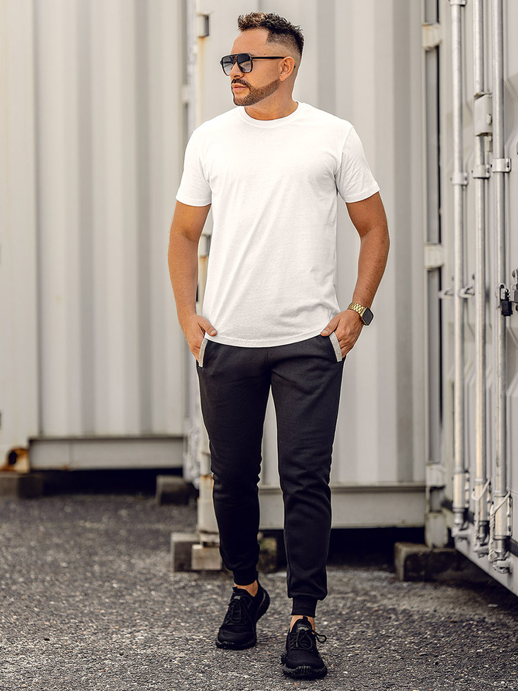 Bialy-dlugi-t-shirt-meski-bez-nadruku-Bolf