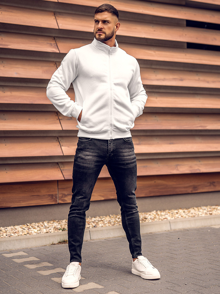 Biala-bluza-meska-na-stojke-rozpinana-Denley