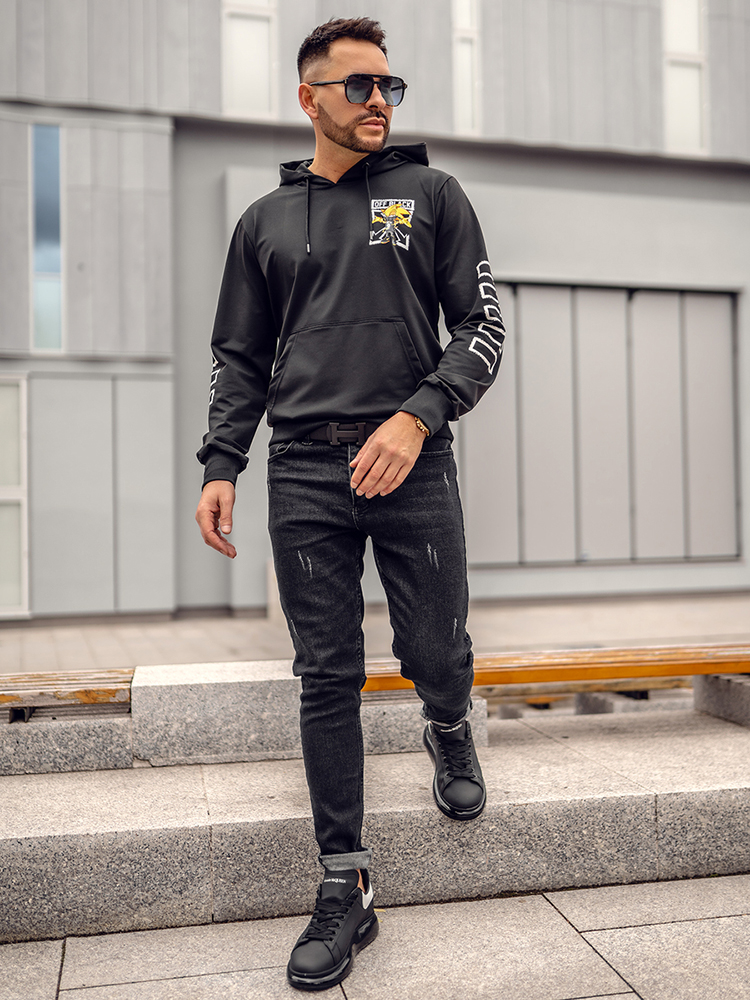 Czarna-z-nadrukiem-bluza-meska-z-kapturem-Denley