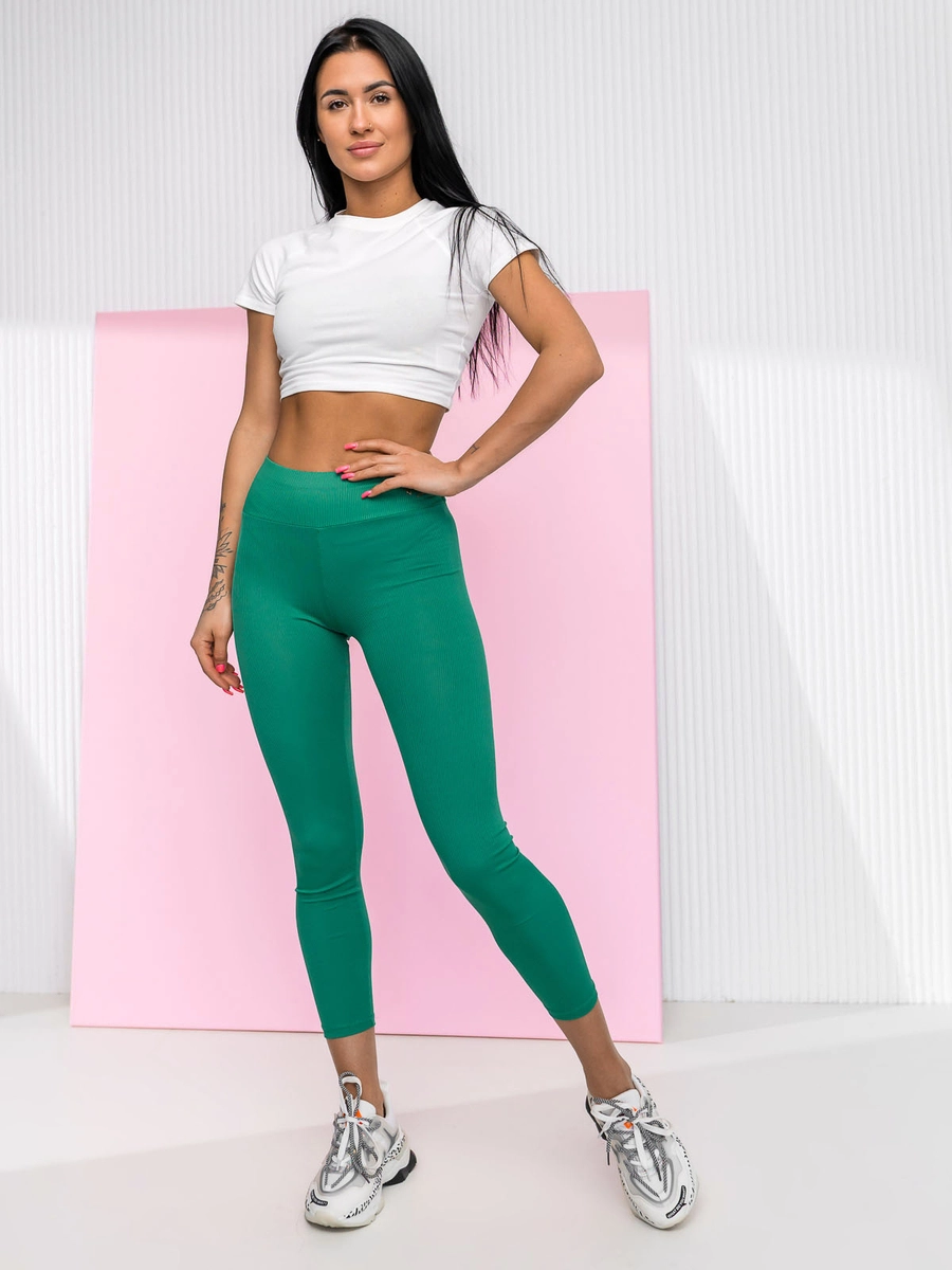 Zielone-prazkowane-legginsy-damskie-Denley