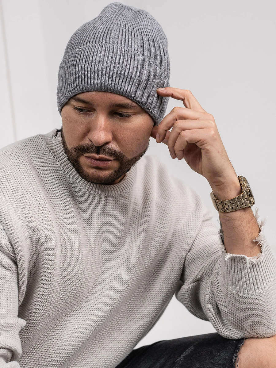 Szara-ocieplana-czapka-meska-zimowa-Denley