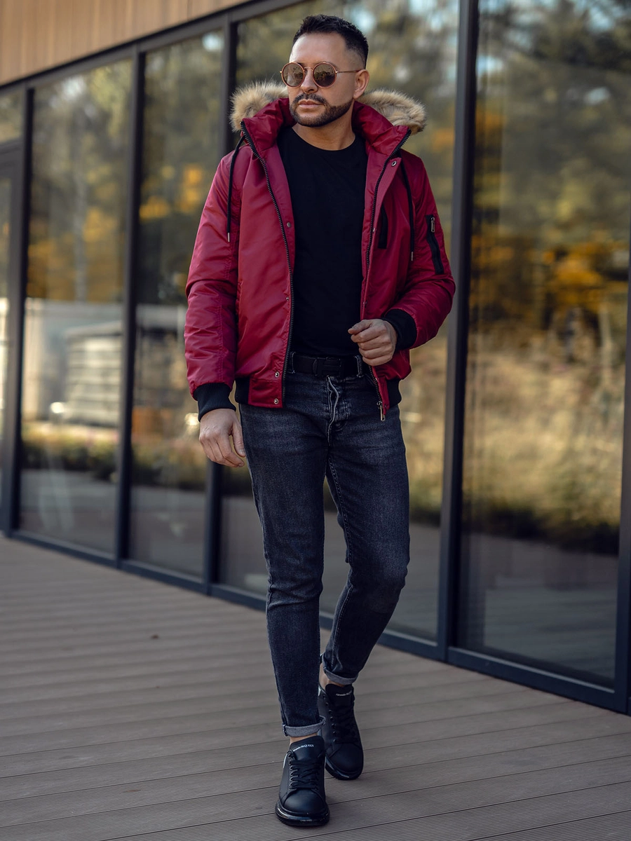 Bordowa-kurtka-meska-zimowa-Denley