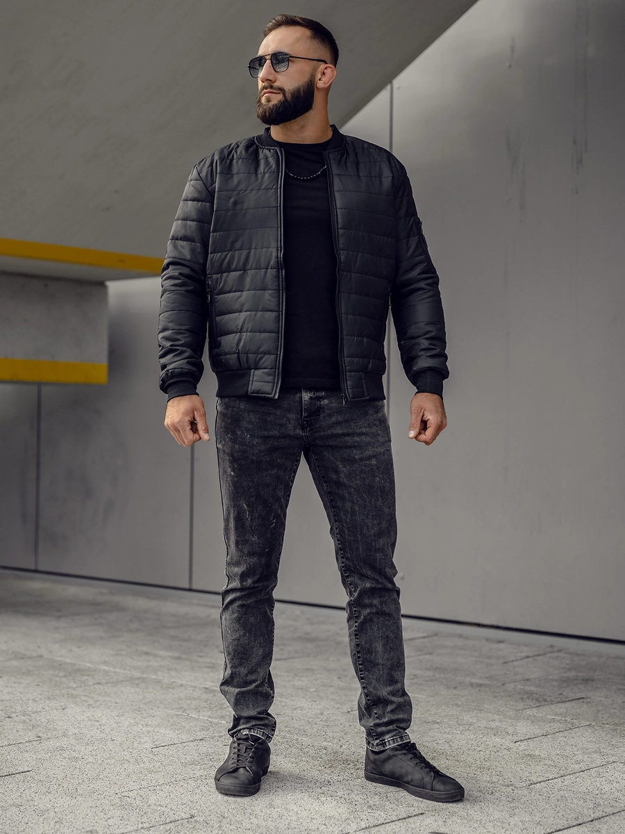 Kurtka-meska-przejsciowa-pikowana-bomberka-czarna-Denley