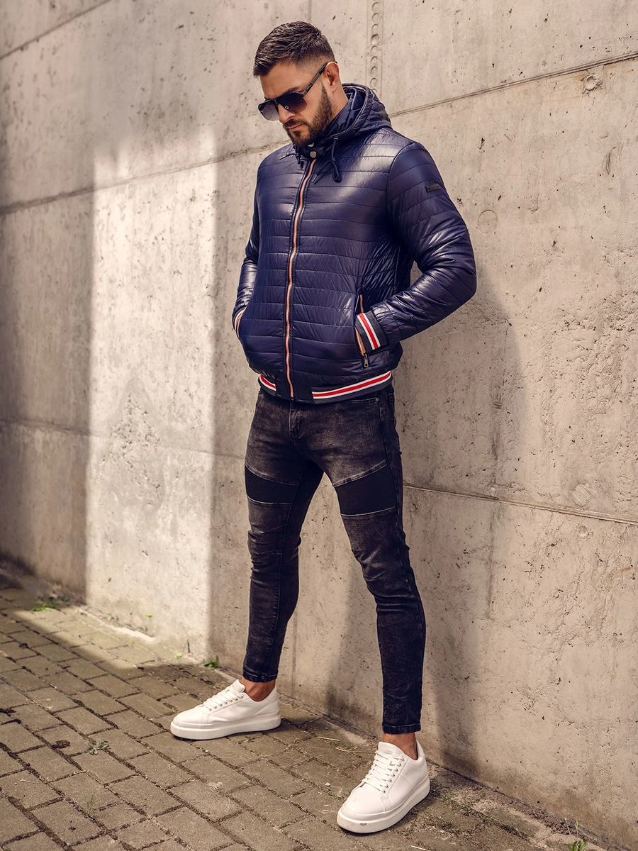 Granatowa-przejsciowa-kurtka-meska-pikowana-Denley