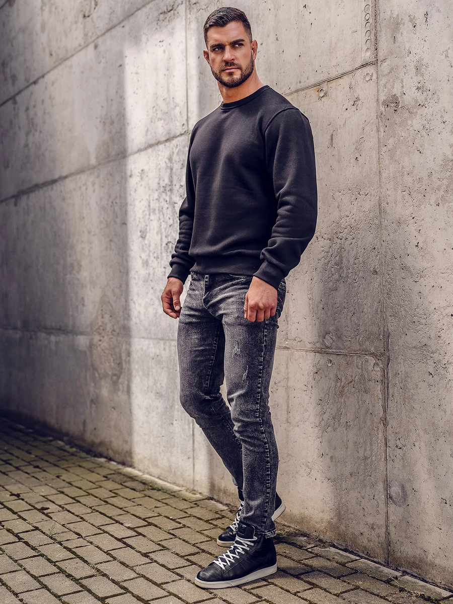 Czarna-bluza-meska-bez-kaptura-Denley