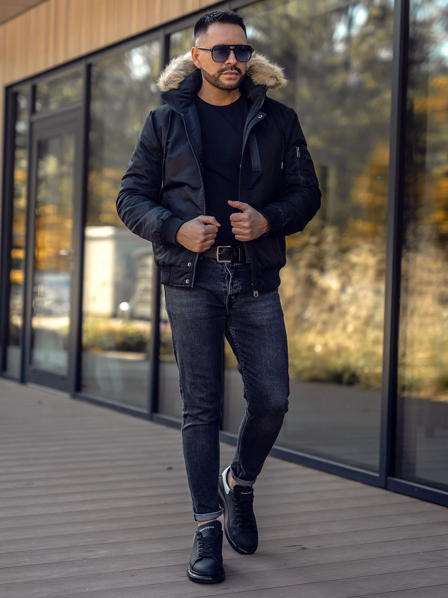 Czarna-kurtka-meska-zimowa-Denley