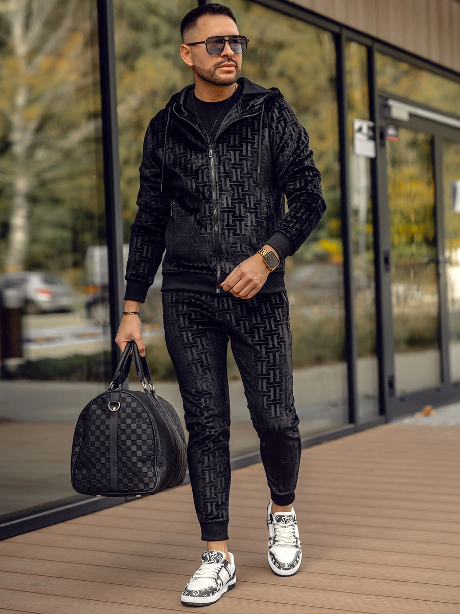 Czarny-welurowy-dres-meski-Denley