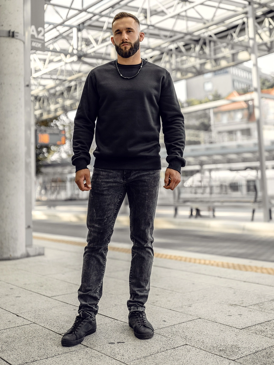 Bluza-meska-bez-kaptura-czarna-Denley