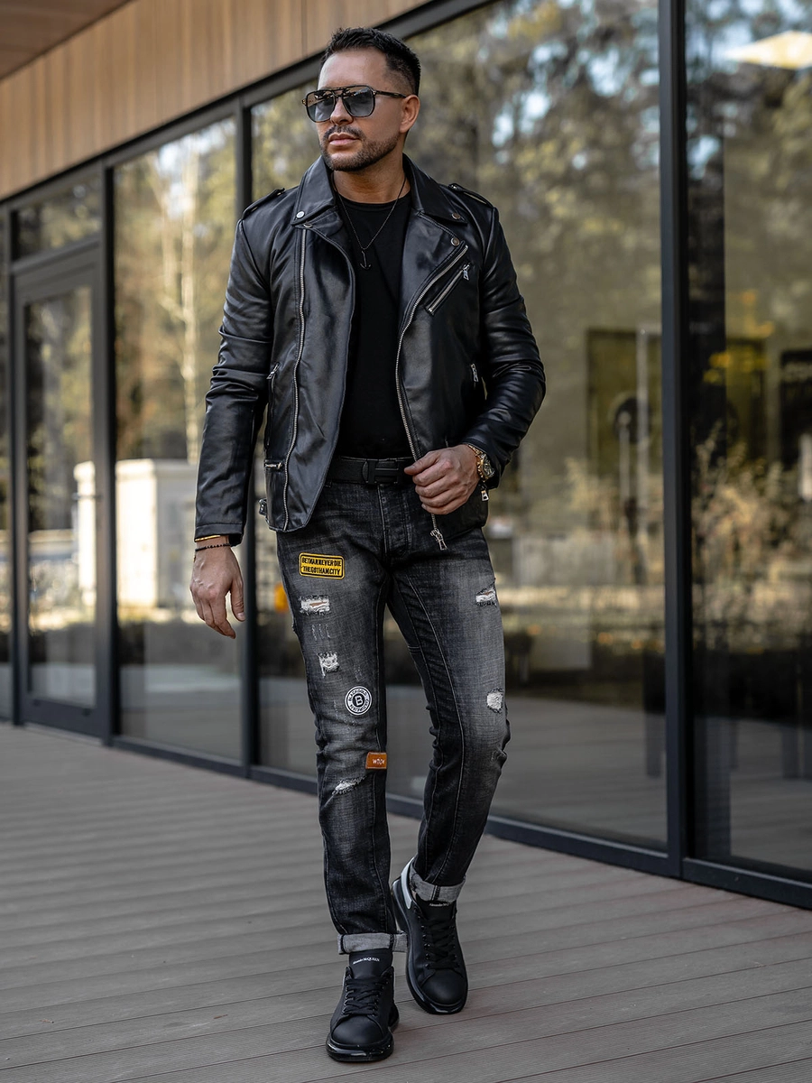 Czarne-spodnie-jeansowe-meskie-regular-fit-Denley