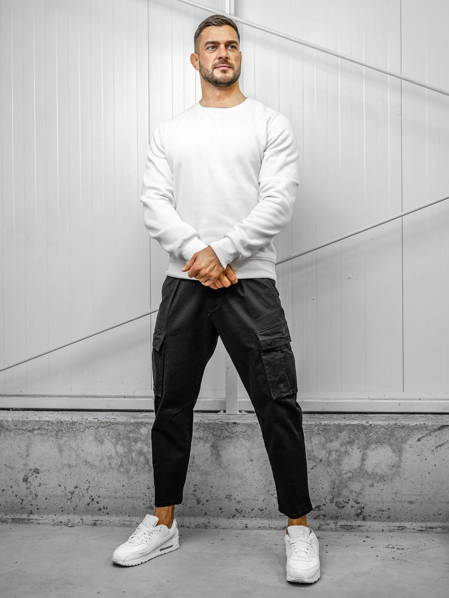 Czarne-spodnie-materialowe-bojowki-meskie-Denley