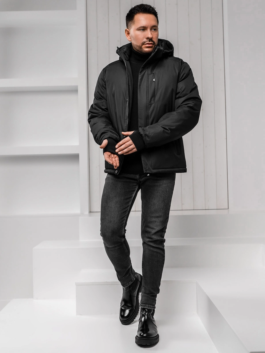 Czarna-kurtka-meska-zimowa-Denley