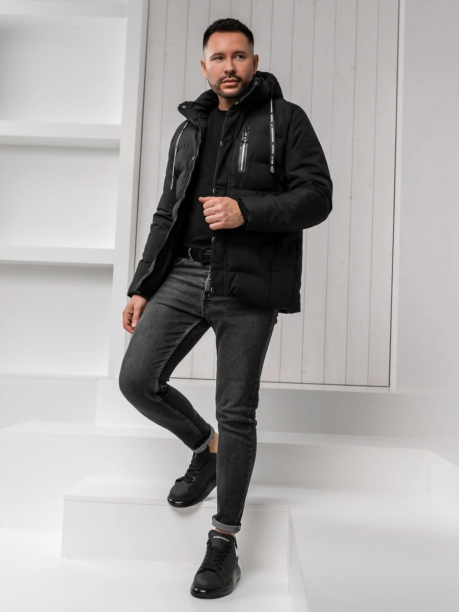 Czarna-kurtka-meska-zimowa-Denley