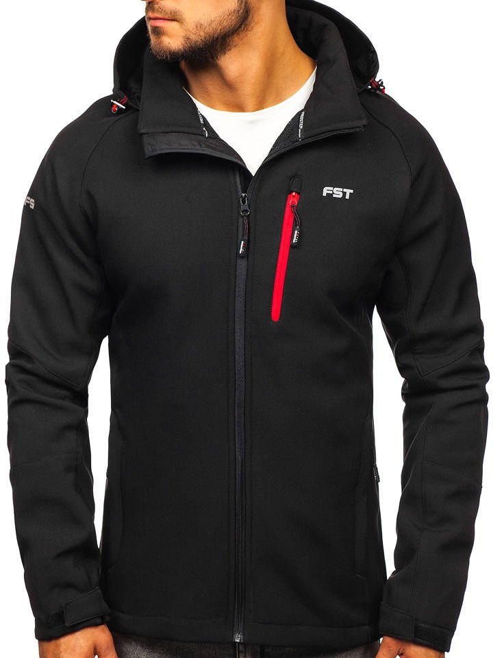 Kurtka-meska-softshell-czarno-czerwona