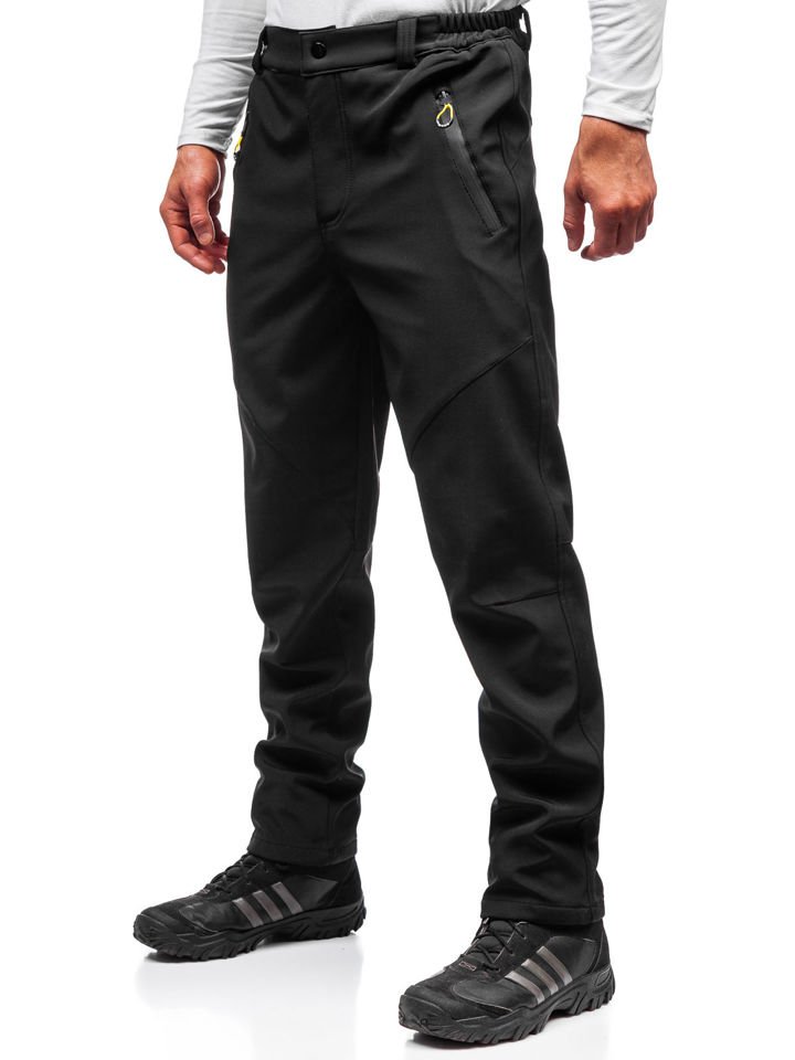 Spodnie-meskie-trekkingowe-typu-softshell-czarno-zolte