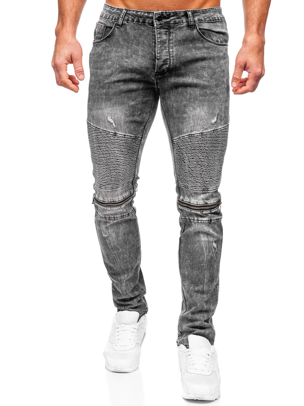 Czarne spodnie jeansowe męskie slim fit Denley MP0069N