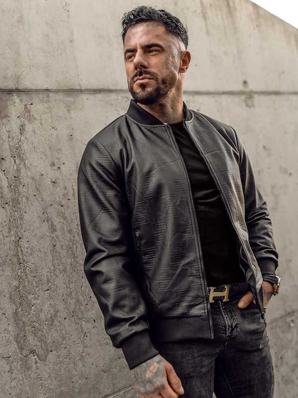 Czarna skórzana kurtka męska Denley 3A65A