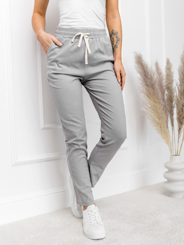 Szare materiałowe spodnie damskie Denley W7831