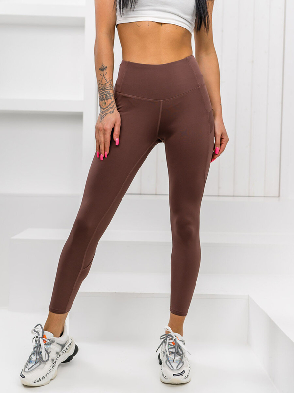 Brązowe legginsy damskie Denley XY24017L
