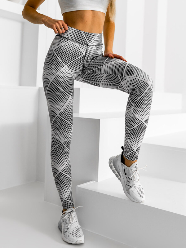 Biało-czarne legginsy damskie Denley 20967
