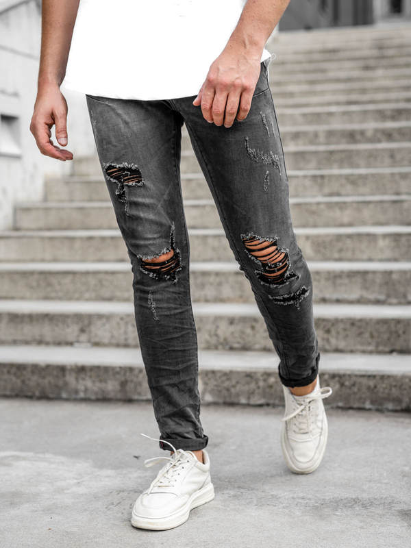 Czarne spodnie jeansowe męskie slim fit Denley KS2081A